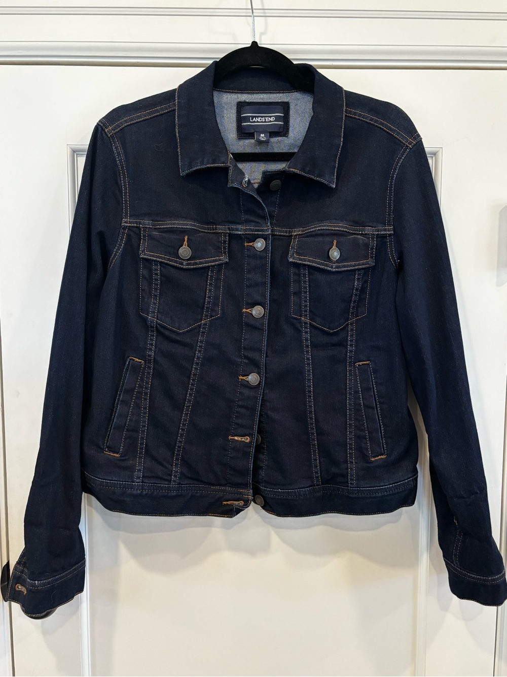Lands' End Women's Dark Blue Denim Jacket Size Medium (10-12)